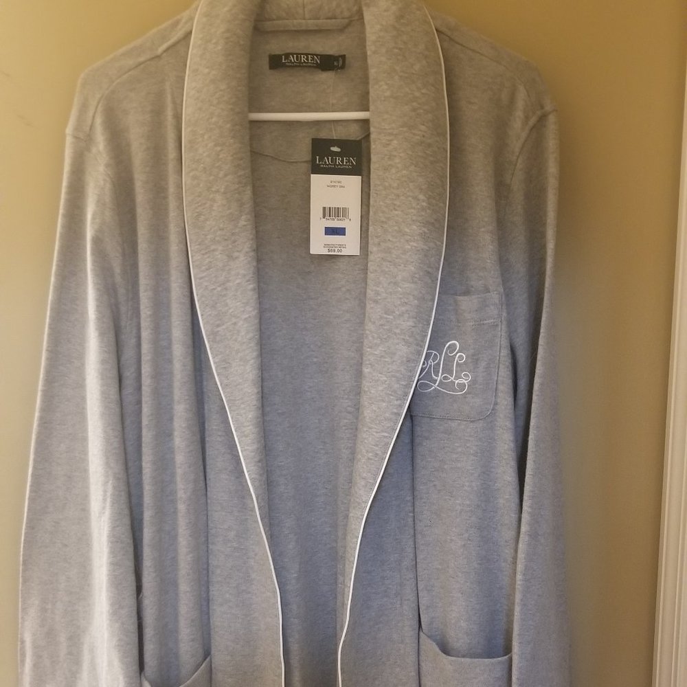 Women's Lauren Ralph Lauren 814193 Quilted Shawl Collar Robe Gray XL